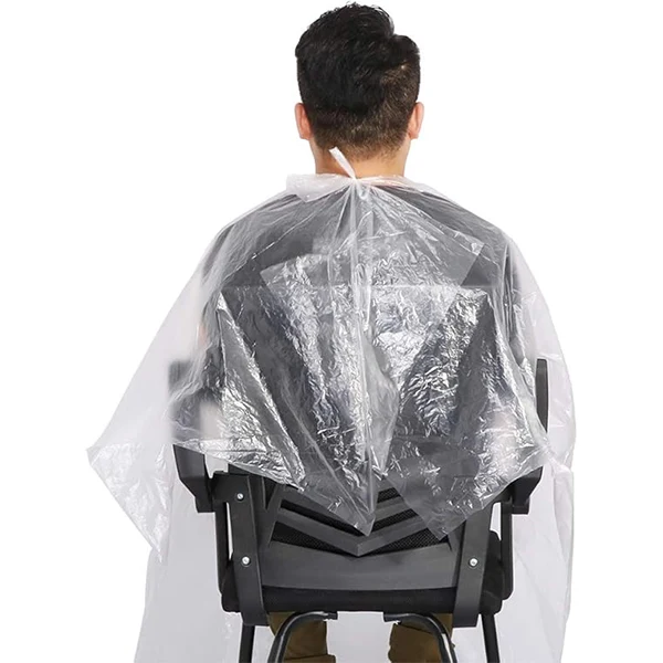 Disposable Plastic Hair Cutting Cape 1 Disposable Plastic Salon Cutting Cape - White (Pack of 50 Pcs) - Image 1