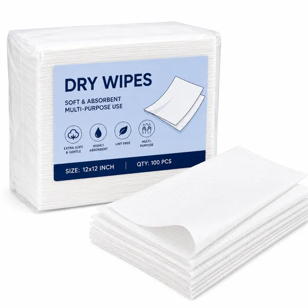 Dry Wipes 12x12 Non Woven Disposable Dry Wipes 12x12 Inch (Pack of 90 Pcs) - Image 1