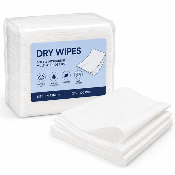 Dry Wipes 9x9 Non Woven Disposable Dry Wipes 9x9 Inch (Pack of 90 Pcs) - Image 1