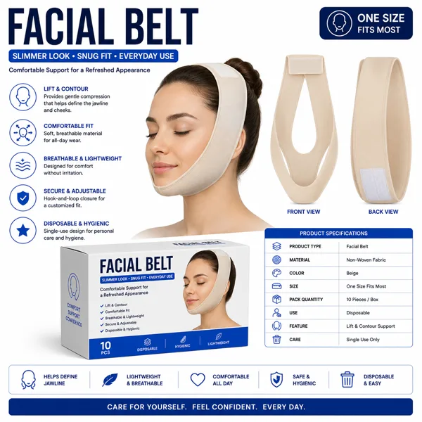 Facial Belt Non Woven Disposable Facial Belt - White (Pack of 10 Pcs) - Image 1