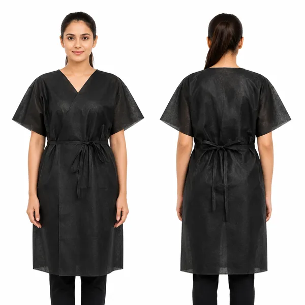 Half Gown Black 1 Non Woven Disposable Half Gown - Black (Pack of 20 Pcs) - Image 1