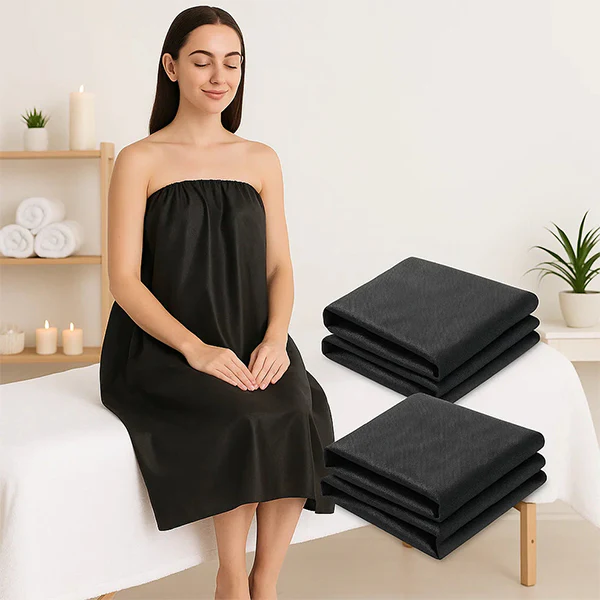 Nonwoven Disposable Facial Gown 1 Non Woven Disposable Facial Gown - Black/White (Pack of 10 Pcs) - Image 1